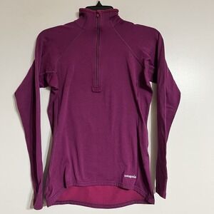 Patagonia Capilene Midweight Quarter Zip Mock Be K Baselayer Burgundy Size Small